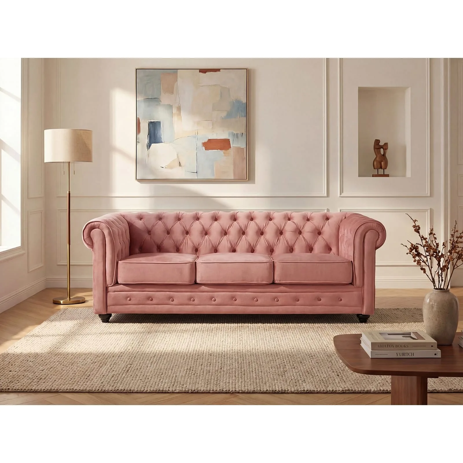 Canapé chesterfield rose poudré, Maisons du Monde - vue 2
