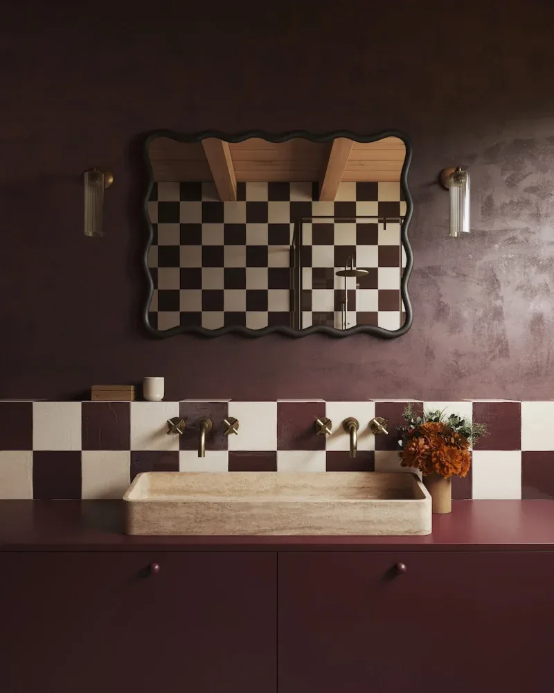 Double vasque Anna en travertin beige, marque Talka