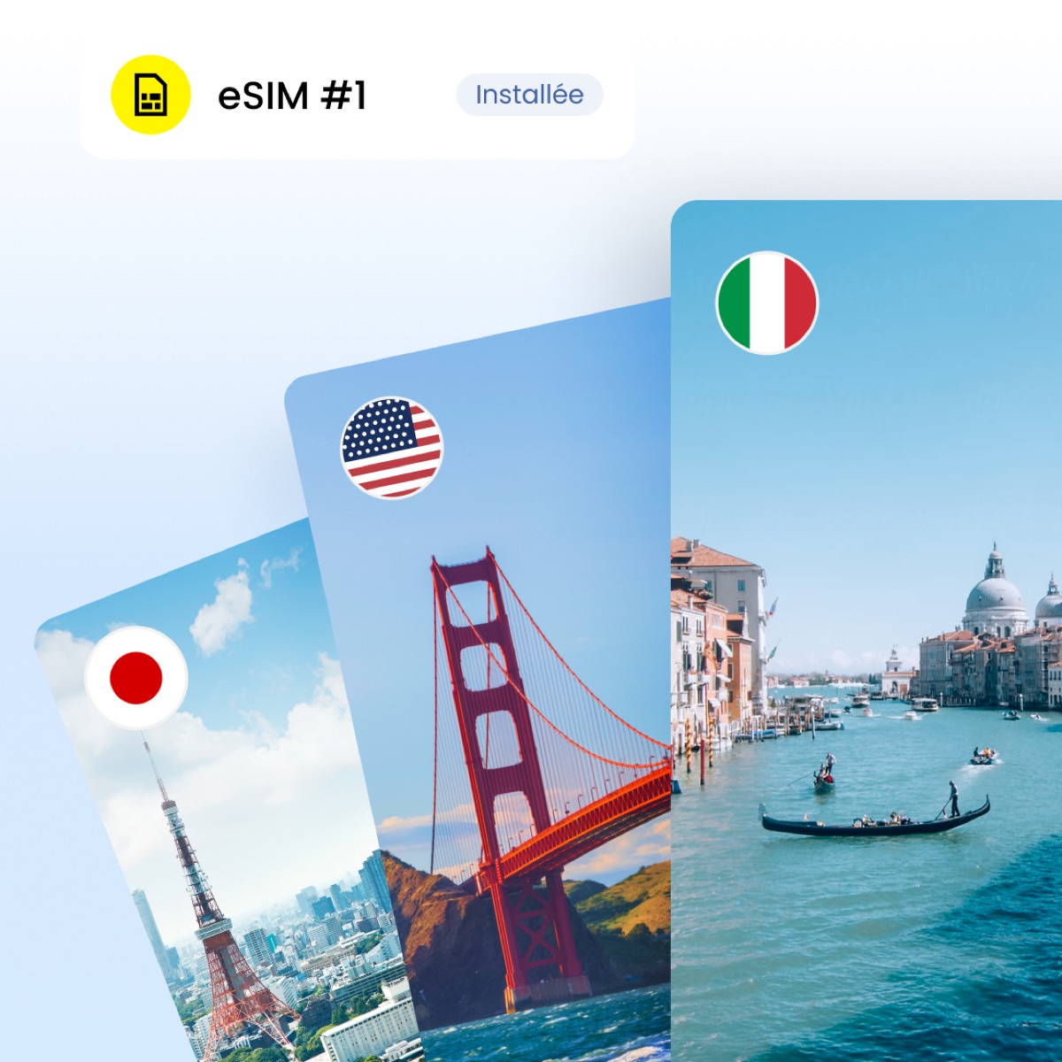 Une eSIM Saily installée qui active instantanément le forfait à destination