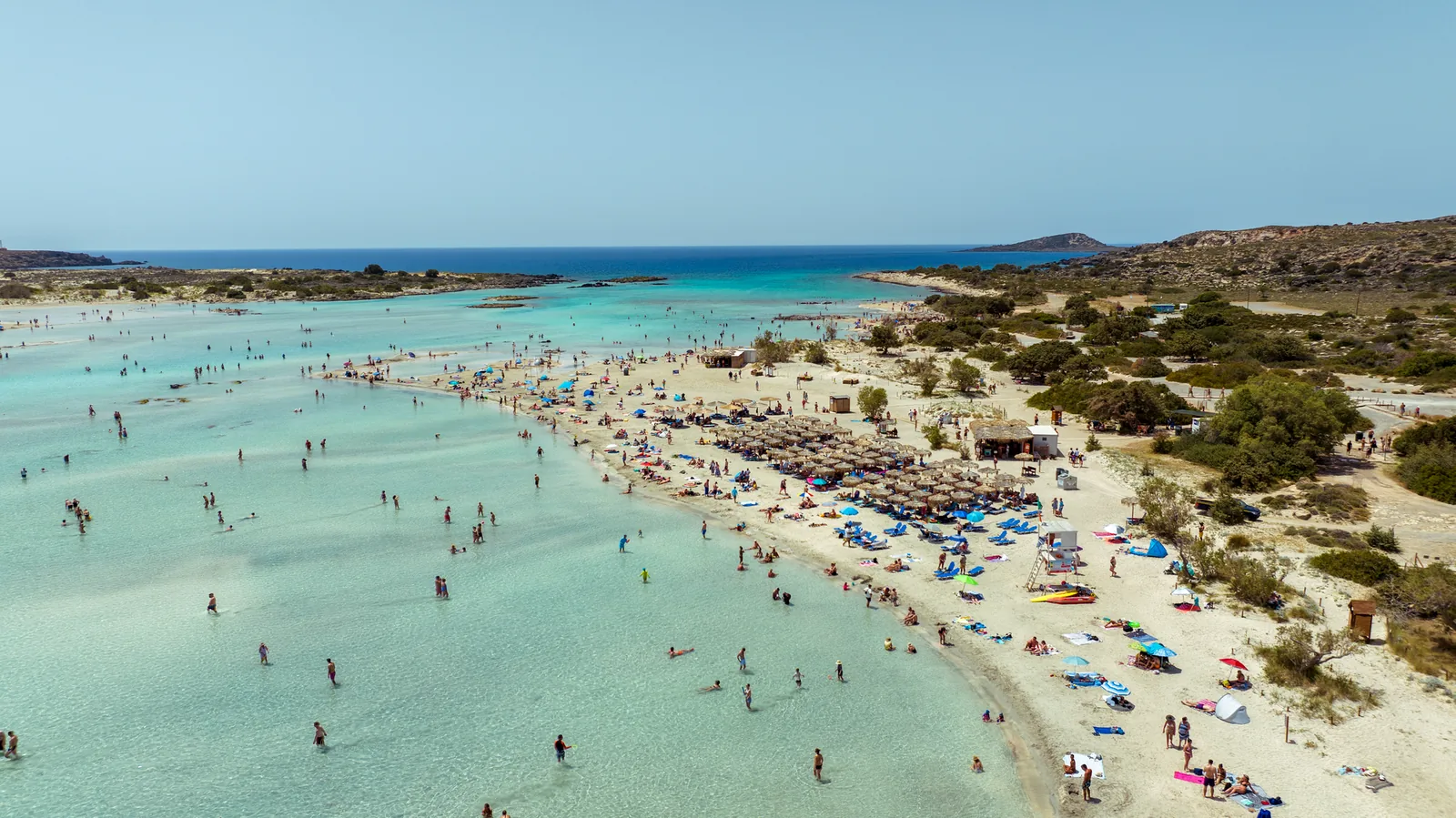 Vue aérienne du lagon d'Elafonissi et de ses bancs de sable